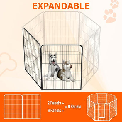 FDW Dog Playpen Dog Pen Dog Kennel 2 Panels 40 Inch Height Indoor Outdoor Folding Metal Portable Puppy Exercise Pen Heavy Duty Dog Fence for Yard Camping,Black