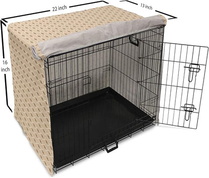 Lunarable Contemporary Brown Dog Crate Cover, Horizontal Rhombus and Zigzag, Easy to Use Pet Kennel Cover for Small Dogs Puppies Kittens, 22 Inch, Pastel Brown Champagne