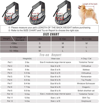 Cuby Pet Dog Sling Carrier for Small Dogs Cats Breathable Mesh Travel Safe Sling Bag Carrier for Dogs Cats Puppy (S Camouflage)