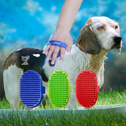 Dog bath brush, ROPO rubber massage pet shampoo brush, used for pet grooming, removing shedding fur, combing tangles and dead fur, suitable for pet dogs and cats (green)