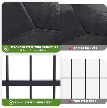 Rovibek Outdoor Dog Kennel with Roof, Dog Kennel Outside Heavy Duty Dog Playpen, Dog Run Enclosure with 2 Rotating Bowl & Sun-Proof Cover Dogs