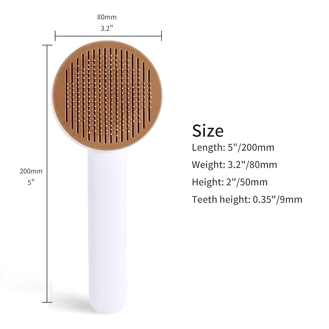 Self Cleaning Slicker Brush for Cat or Dog, Pet Grooming Brush for Long or Short Hair, Dog comb For One Button Gently Removes Loose Undercoat and Shedding Hair (Coffee)