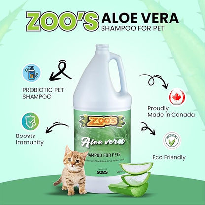 Zoo’s Aloe Vera Pet Shampoo Moisturize Skin Fast Absorbing Reduce Odors for Dog and Cat (4L / 1.32 gal)