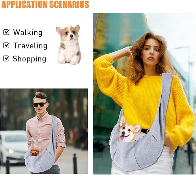 Dog Bag Carrier Sling, Dog Sling Carrier for Small Dogs 15lbs, Dog and Cat Sling Carrier for Outdoor Traveling Subway