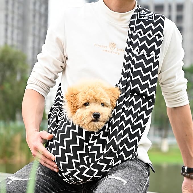 Pet Dog Sling Carrier Bag - Small Dog Purse Cat Puppy Dogs Front Carrier with Pockets and Safety Buckle, Chest Carrying Pouch Bags for Pet Traveling and Out Going (Fit for 0-14 lbs)