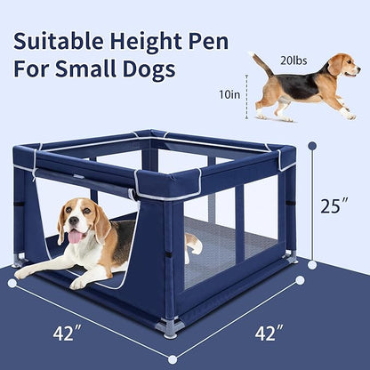 Puppy Playpen Indoor for Small Pets, 42x42x25 Inch, Dog Play Pen with Gate, Portable Oxford Fabric Pet Exercise Pen, Anti-Tipping Enclosure with Zipper Door