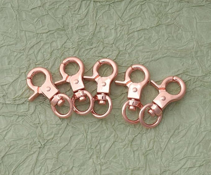 5 Pcs Dog Tag Clips with 5 Pcs 3/4 Inch Keychain 5 Pcs 1 Inch Keychain MultiPurpose Metal Dog Tag Rings for Pet Kitten Cat Collars ID Holder Harnesses (Rose Gold)