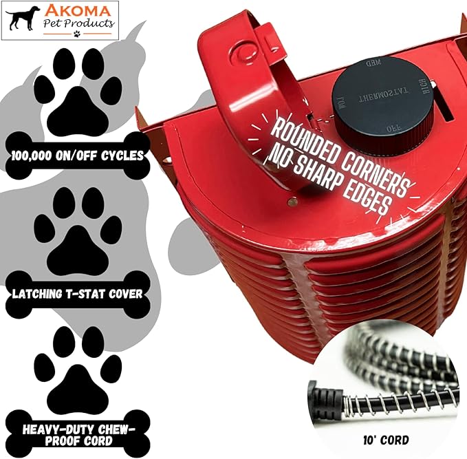 by Akoma Pet Products | 400w Dog House Furnace with 10 Foot Cord | Installs in Minutes | Safe - Dry Heat | Won't Burn Pets
