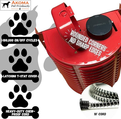 by Akoma Pet Products | 400w Dog House Furnace with 10 Foot Cord | Installs in Minutes | Safe - Dry Heat | Won't Burn Pets