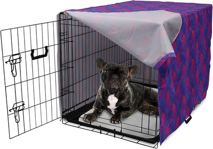Lunarable Myth Dog Crate Cover, Pattern with Unicorn Silhouettes in Ombre, Easy to Use Pet Kennel Cover for Cats & Medium Dogs, 24 Inch, Indigo Magenta