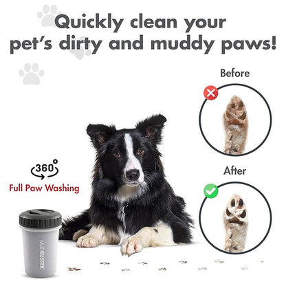 Dexas Lidded MudBuster Portable Dog Paw Cleaner, Light Gray, Medium with Lid