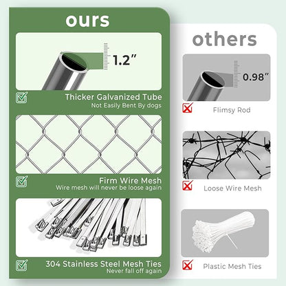 Upgraded 10×10×7FT Outdoor Dog Kennel with Roof, Large Dog House Pen Enclosure with Sidebar, Heavy Duty Chain Link Kennel with Lock for Outside Backyard