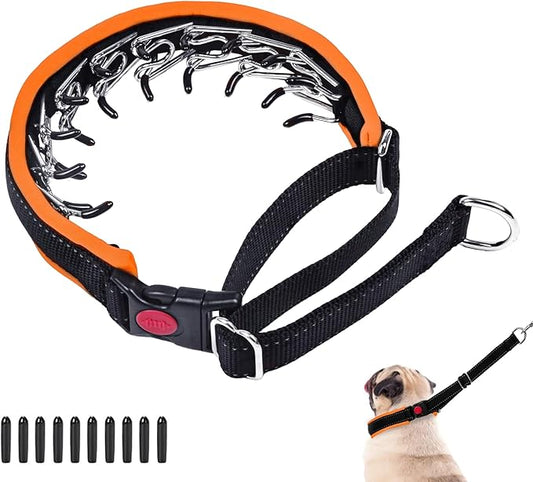 Martingale Collar for Dogs, Heavy Duty Nylon No Pull Dog Collar with Buckle, Adjustable Anti Pull Collar Reflective Slip Collar for Large Medium Small Dog Training Walking S Orange