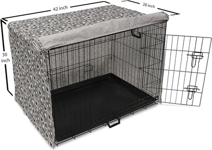Lunarable Casino Dog Crate Cover, Playing Cards Abstract Style with Monochrome Display Gambling Theme, Easy to Use Pet Kennel Cover for Medium Large Dogs, 42 Inch, Black White Grey