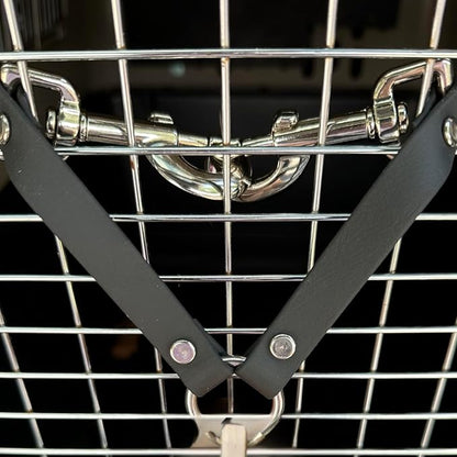 SparkDog Collars Dog Crate Fan Hanger, HotDawg Utility Strap, BioThane Ryobi P3320 Fan Hanger for Ruffland Dog Kennel, Bucket Holder Utility Strap - Made in The USA (Snaps Black)