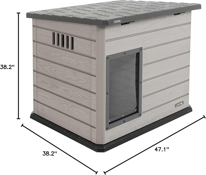 Lifetime Deluxe Dog House, Weather Protected with Adjustable Vents, Ideal Shelter for Medium to Large Dogs