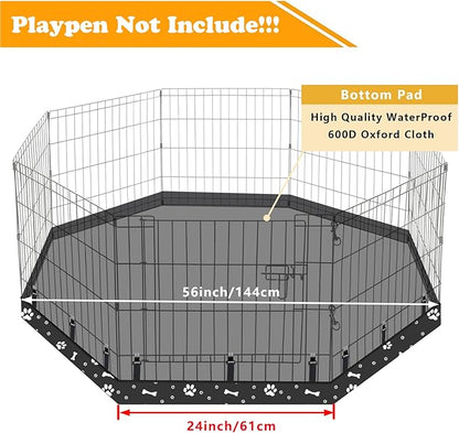 Dog Playpen Bottom Pad Fits for 24 Inch 8 Panels Regular Octagon Metal Exercise Pet Playpen, Dog Crate Pad Puppy Playpen Pad. (Note: Playpen Not Included) -Black