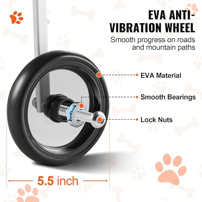 VEVOR Dog Wheelchair for Back Legs, Pet Wheelchair Lightweight & Adjustable Assisting in Healing, Dog Cart with 2 Wheels for Injured, Disabled, Paralysis, Hind Limb Weak Pet (Small)