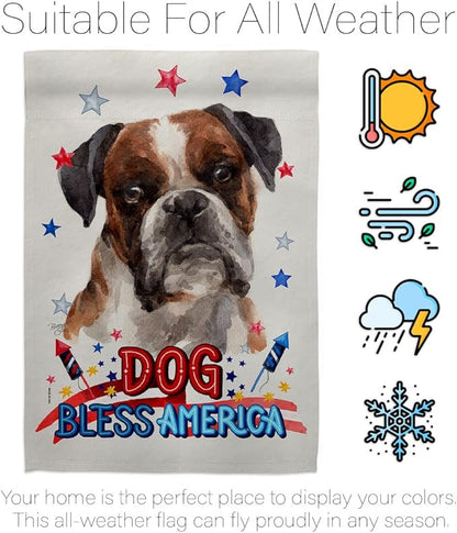 Breeze Decor Patriotic Brindle Boxer House Flag Eagle Set Dog Puppy Spoiled Paw Canine Fur Pet Nature Farm Animal Creature Decoration Banner Small Garden Yard Gift Double-Sided, Made in USA