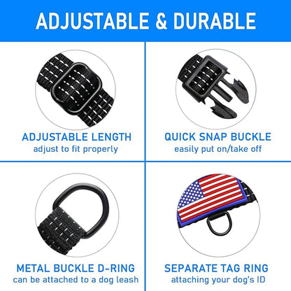 Martingale Collar for Training Dogs. Adjustable Reflective Collars with Buckle-USA Flag- NO Pull-Prevents Slipping Out, for Medium Large XL Dogs. Helps with Strong pullers (XL, Black)