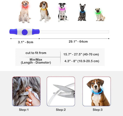 Light Up Dog Collars, Single-Color USB Rechargeable Dlitk LED Dog Collar 1 Count, TPU Cuttable Size Glow Collar for Dogs, Dog Collar Light, Please Do Not Use Fast Charging (Blue)