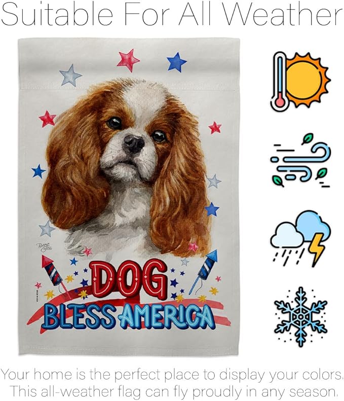 Breeze Decor Patriotic Comforter Spaniel House Flag Set Dog Puppy Spoiled Paw Canine Fur Pet Nature Farm Animal Creature Decoration Banner Small Garden Yard Gift Double-Sided, Made in USA