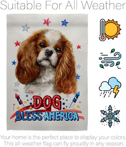 Breeze Decor Patriotic Comforter Spaniel House Flag Set Dog Puppy Spoiled Paw Canine Fur Pet Nature Farm Animal Creature Decoration Banner Small Garden Yard Gift Double-Sided, Made in USA