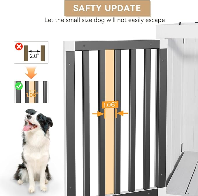 39.5in Furniture Dog Crate, Large/Medium Dog Crate End Table, Solid Wood Portable Foldable Indoor, No Assembly Needed (White and Blue)