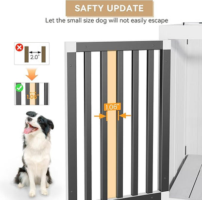 39.5in Furniture Dog Crate, Large/Medium Dog Crate End Table, Solid Wood Portable Foldable Indoor, No Assembly Needed (White and Blue)