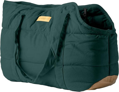 RuffLife Cozy Plush Pet Carrier Purse - Secure Harness Clip, Lightweight Tote Design for Small Dogs and Puppies (Green)
