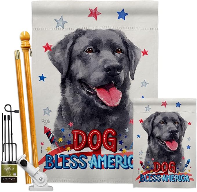 Breeze Decor Patriotic Labrador Garden House Flag Kit Dog Puppy Spoiled Paw Canine Fur Pet Nature Farm Animal Creature Decoration Banner Small Yard Gift Double-Sided, Made in USA