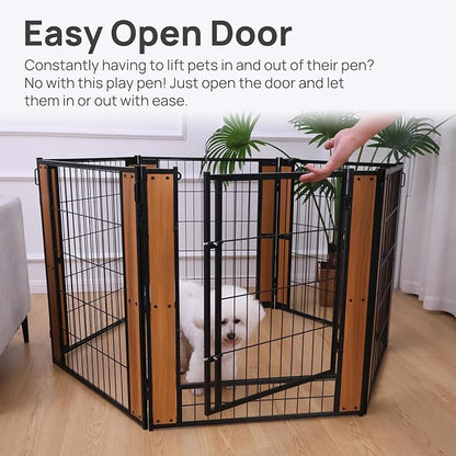 Heavy Duty Dog Playpen - 32 Inch Height - Indoor/Outdoor Pet Fence - Foldable Exercise Pen for Medium & Small Dogs