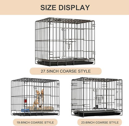 Heavy-Duty Steel Dog Crate - Foldable Single/Door Pet Kennel with Secure Lock, 19.5"x13.4"x16.3" Indoor Cage for Small/Medium Dogs, Gray