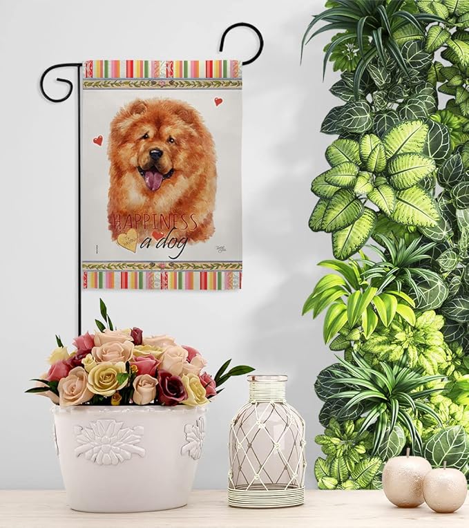 Breeze Decor Chow Happiness Garden House Flag Set Dog Puppy Spoiled Paw Canine Fur Pet Nature Farm Animal Creature Decoration Banner Small Yard Gift Double-Sided, Made in USA