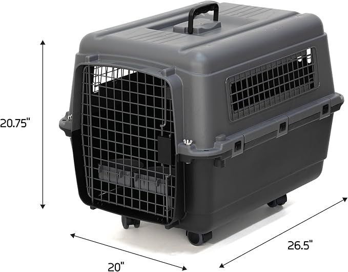SportPet Designs Plastic Airline Approved Kennels Wire Door Travel Dog Crate, Medium