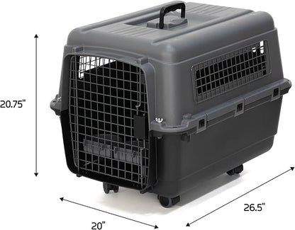 SportPet Designs Plastic Airline Approved Kennels Wire Door Travel Dog Crate, Medium