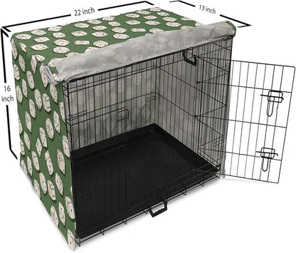 Lunarable Casino Dog Crate Cover, Cartoon Style Dices Pattern on Green Background Chance Game Lucky Jackpot, Easy to Use Pet Kennel Cover for Small Dogs Puppies Kittens, 22 Inch, Green Cream Black