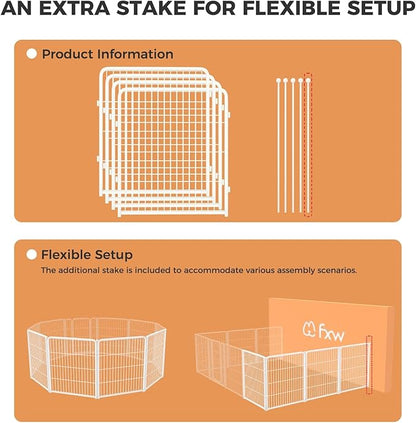 FXW Homeplus Dog Playpen for Indoor Use - Stress-Free and Safe Play, Heavy Duty 32 Inch 4 Panels Dog Pen for Puppies, Small and Medium Dogs, White│Patented