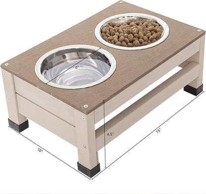 NicBex Dog Houses for Small Medium Large Dogs with Open Roof,Storage Box,2 Feeding Bowls Outdoor & Indoor,Wooden Puppy Shelter Large Doghouse with Porch for Winter,Durable &Waterproof,Brown