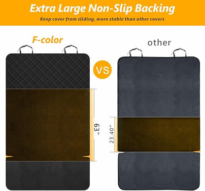 F-color SUV Cargo Liner for Dogs, Upgraded Extra Large Water Resistant Pet Cargo Cover Dog Seat Cover Mat for SUV Sedans Vans with Bumper Flap Protector, Non-Slip, Wear-Proof, Universal Fit, Paw Print