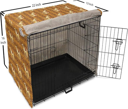 Lunarable Camel Dog Crate Cover, Traditional Pattern with Strokes Desert Animal Repetition in Folk Accessories, Easy to Use Pet Kennel Cover for Small Dogs Puppies Kittens, 22 Inch, Apricot and Cream
