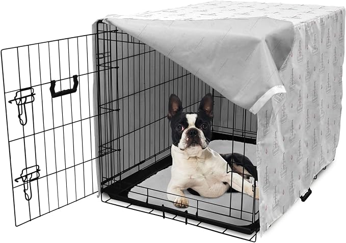 Lunarable Sail Boat Dog Crate Cover, Heart Patterned Sail with Anchor Ships Transportation Nautical, Easy to Use Pet Kennel Cover for Small Dogs Puppies Kittens, 22 Inch, Blush Black White