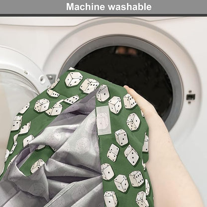 Lunarable Casino Dog Crate Cover, Cartoon Style Dices Pattern on Green Background Chance Game Lucky Jackpot, Easy to Use Pet Kennel Cover for Medium Large Dogs, 42 Inch, Green Cream Black