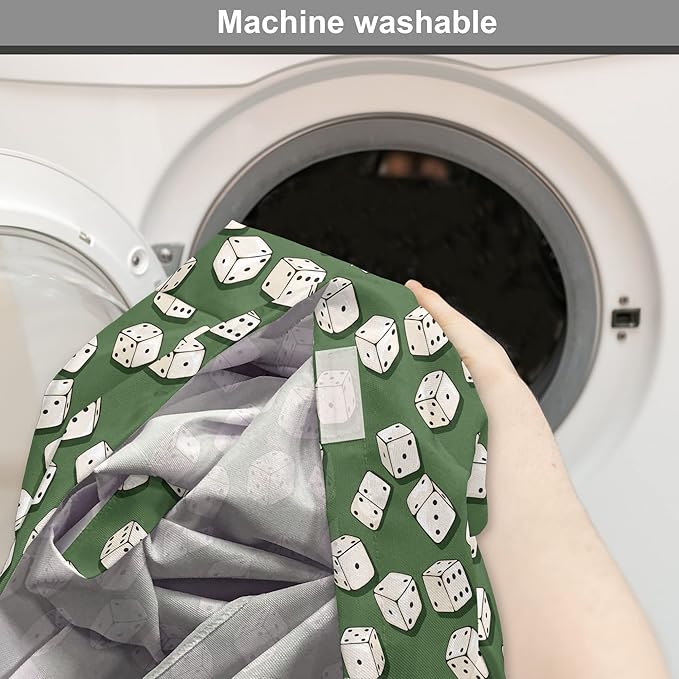 Lunarable Casino Dog Crate Cover, Cartoon Style Dices Pattern on Green Background Chance Game Lucky Jackpot, Easy to Use Pet Kennel Cover for Cats & Medium Dogs, 30 Inch, Green Cream Black