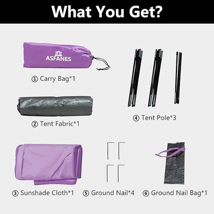 Outdoor Waterproof Pet Camping Tent, Cave Bed for Indoor Cats and Small Dogs, Portable Cat House Dog House, 39.3x39.3x23.6'', Purple, L.