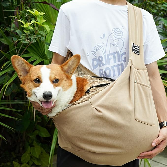 Pet Dog Sling Carrier Bag - Small Dog Purse Cat Puppy Dogs Front Carrier, Chest Carrying Pouch Bags for Pet Traveling and Out Going (Fit for 0-14 lbs)