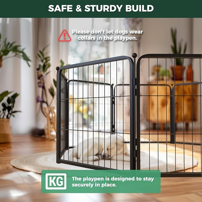 FXW Homeplus Dog Playpen for Indoor Use - Stress-Free and Safe Play, Heavy Duty 24 Inch 6 Panels Dog Pen for Puppies and Small Dogs, Black│Patented