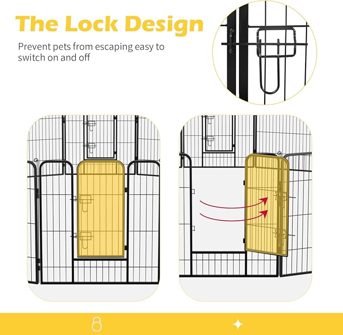 FDW Dog Playpen Dog Pen Dog Kennel 32 Panels 32 Inch Height Indoor Outdoor Folding Metal Portable Puppy Exercise Pen Heavy Duty Dog Fence for Yard Camping,Black