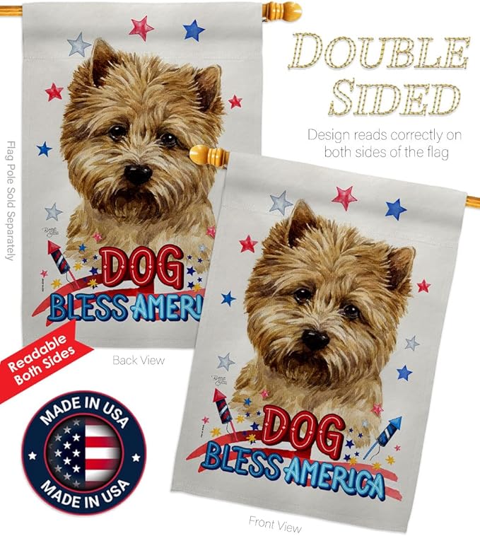 Breeze Decor Patriotic Cairn Terrier House Flag Eagle Set Dog Puppy Spoiled Paw Canine Fur Pet Nature Farm Animal Creature Decoration Banner Small Garden Yard Gift Double-Sided, Made in USA