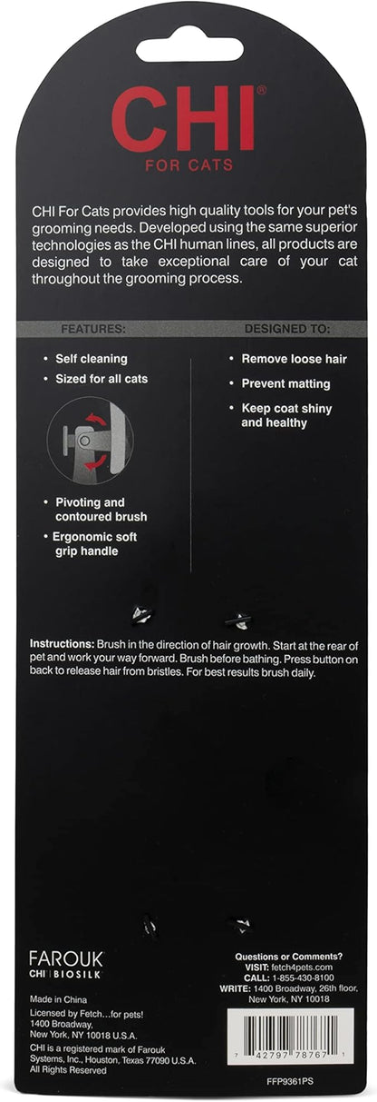 CHI for Cats High-End Self-Cleaning Slicker Brush, Perfect for Indoor Long-Haired Pets, Effective Shedding and Grooming Tool